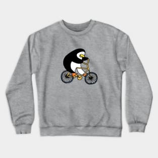 Penguin on a bike - cute bird by Cecca Designs Crewneck Sweatshirt